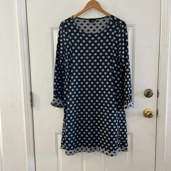 Lisa Bayne Woman's Pola Dot Sweater Midi Dress  Sz Lr - Picture 1 of 7